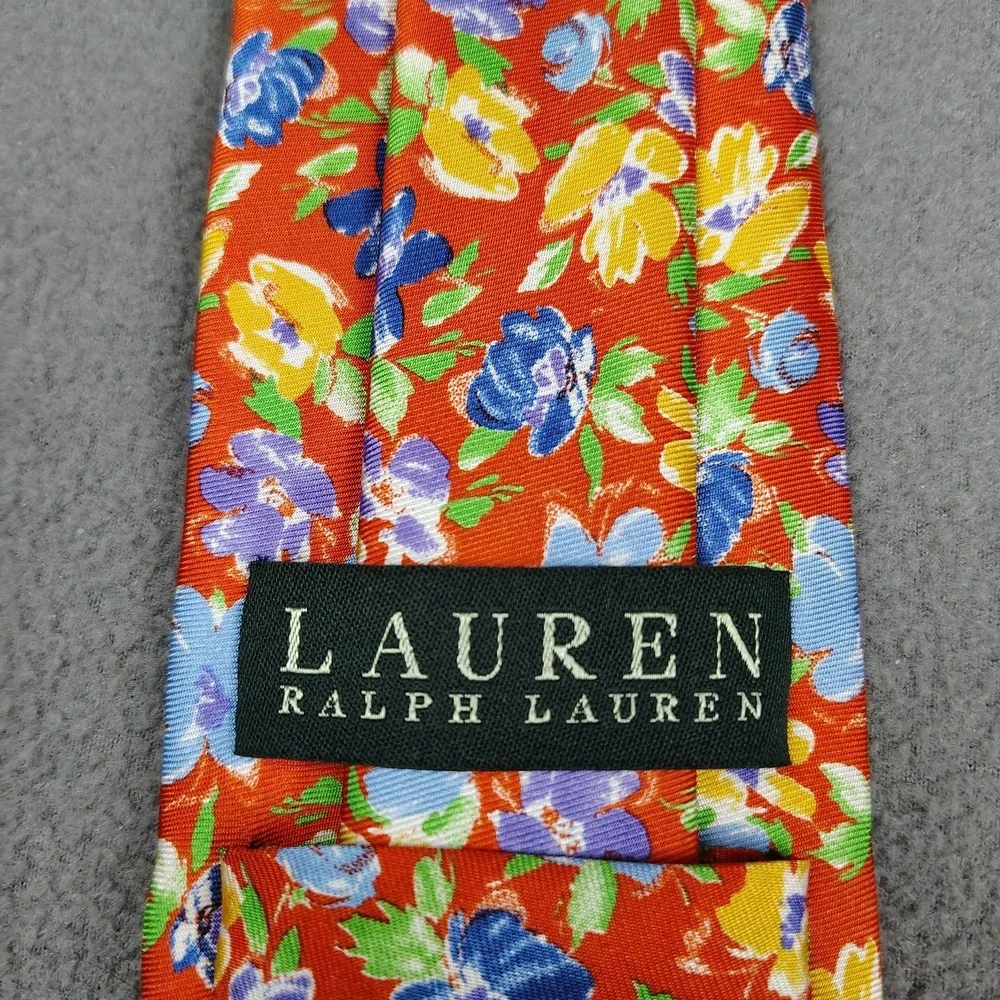 Lauren Ralph Lauren 100% Silk Neck Tie Multicolor Floral Hand Made 58